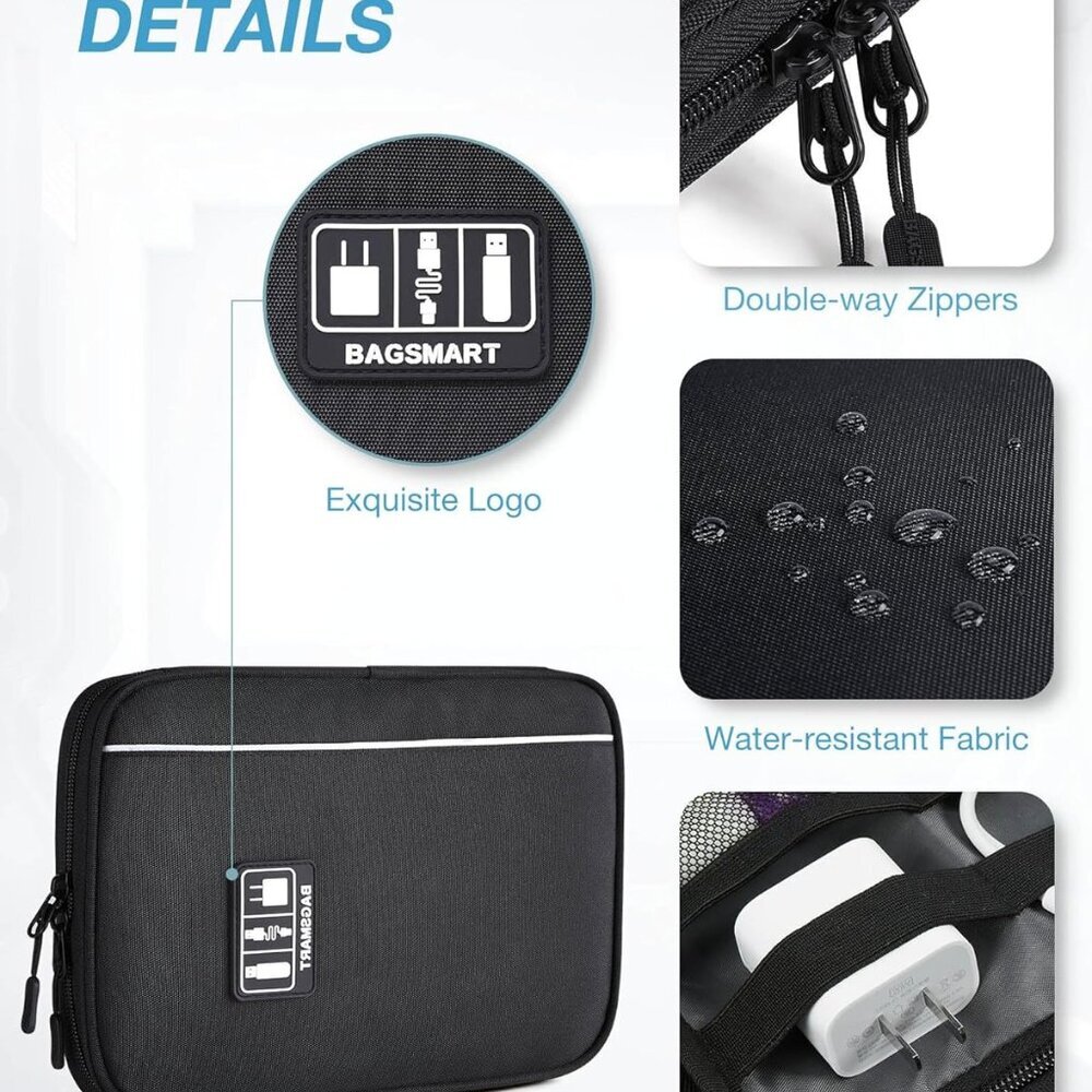 Electronics Organizer Travel Case, Small Cable Organizer Bag for Essentials, Tec - Picture 4 of 8